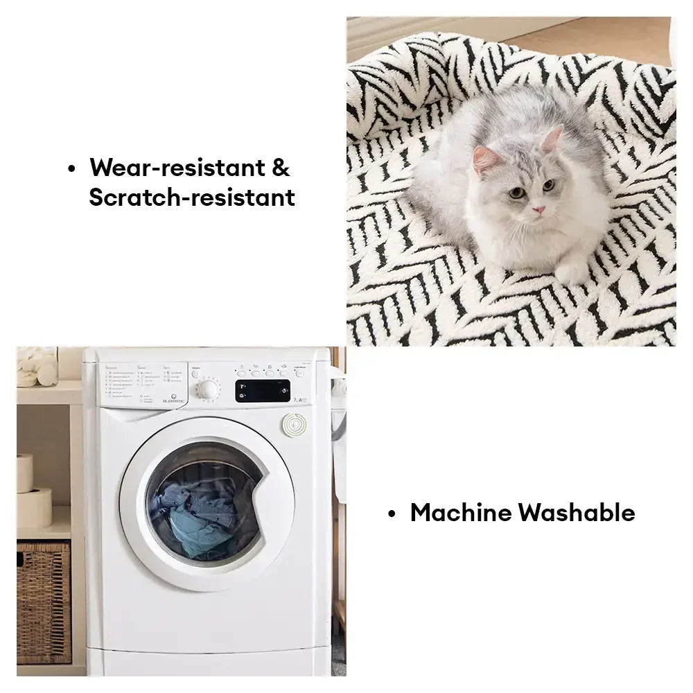 Tapis de couchage antidérapant en peluche jacquard à feuilles pour chiens et chats