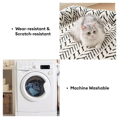 Tapis de couchage antidérapant en peluche jacquard à feuilles pour chiens et chats
