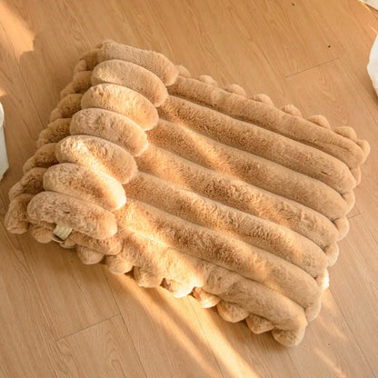 Cozy Faux Rabbit Fur Dog Bed Pillow - Warm Soft Pet Cushion