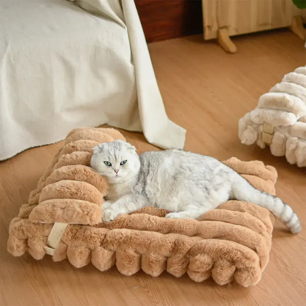 Cozy Faux Rabbit Fur Dog Bed Pillow - Warm Soft Pet Cushion