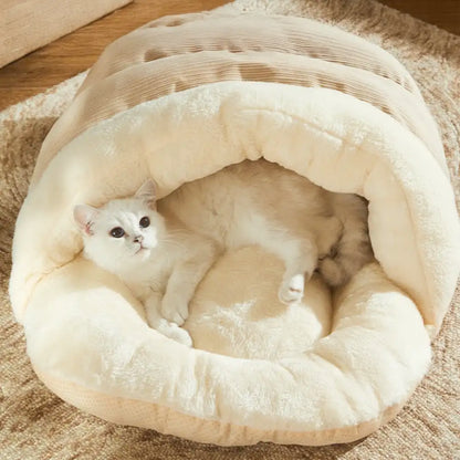 Cozy Washable Enclosed Pet Bed - Warm Slipper-Style Design