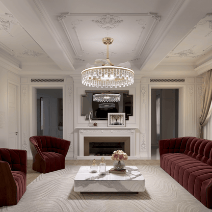 60cm Modern Gold Crystal Ceiling Fan with Light - Stylish Ceiling Light