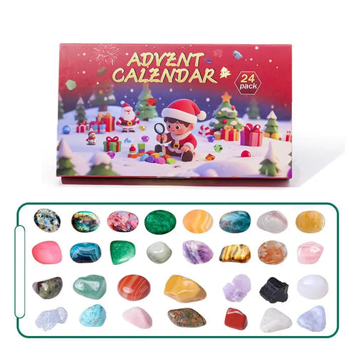 24 Days Gemstone Advent Calendar | Natural Crystal Gift Set for Kids
