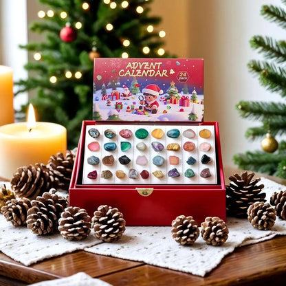 24 Days Gemstone Advent Calendar | Natural Crystal Gift Set for Kids