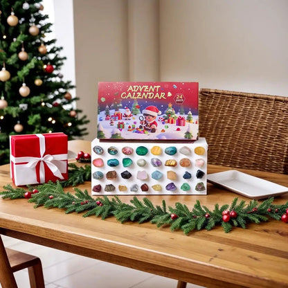 24 Days Gemstone Advent Calendar | Natural Crystal Gift Set for Kids