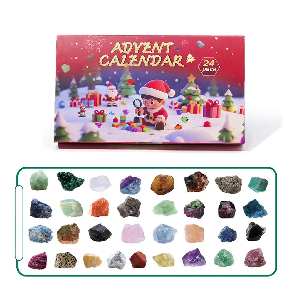 24 Days Gemstone Advent Calendar | Natural Crystal Gift Set for Kids