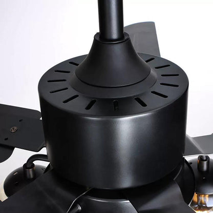 Ventilateur de plafond moderne en verre | Cadre en métal noir avec abat-jour transparents