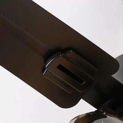 Ventilateur de plafond moderne en verre | Cadre en métal noir avec abat-jour transparents