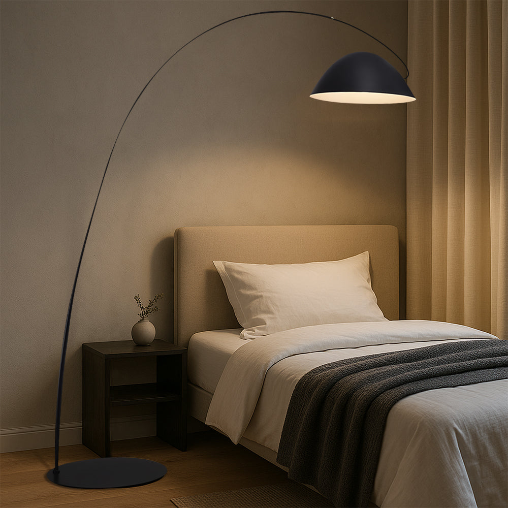 Stylish Black Arc Floor Lamp with Dome Shade for Living Room Lighting