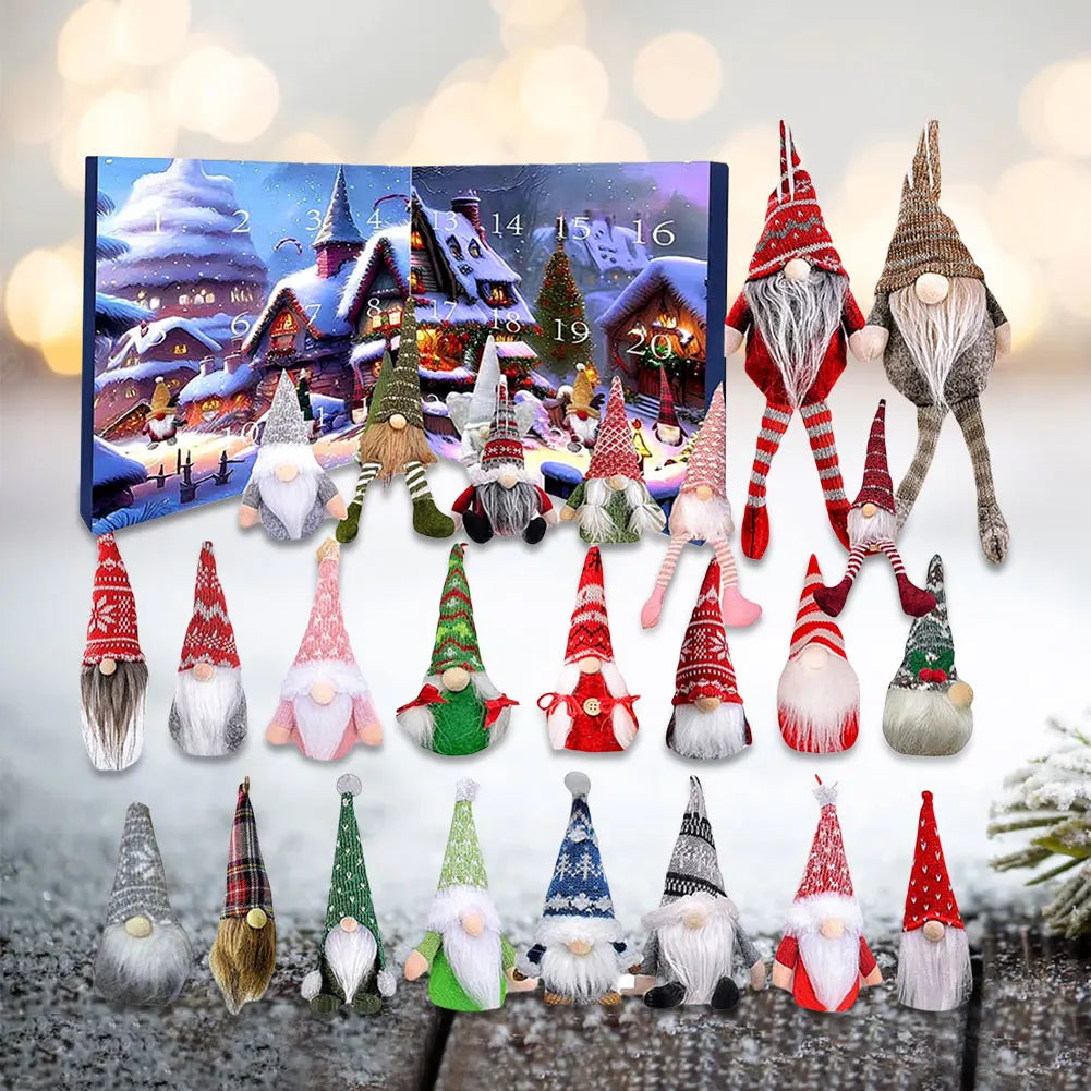 24 Plush Gnome Advent Calendar for Christmas | Holiday Countdown Decor