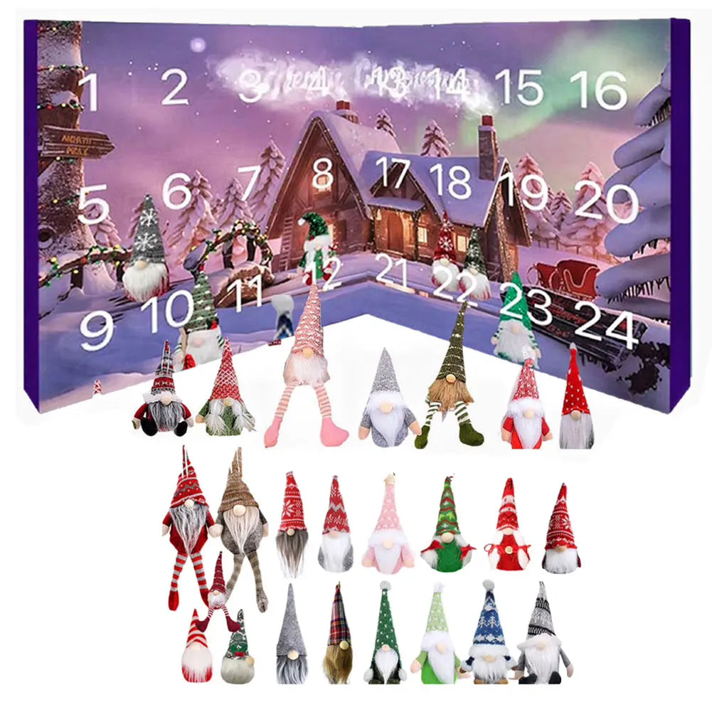 24 Plush Gnome Advent Calendar for Christmas | Holiday Countdown Decor