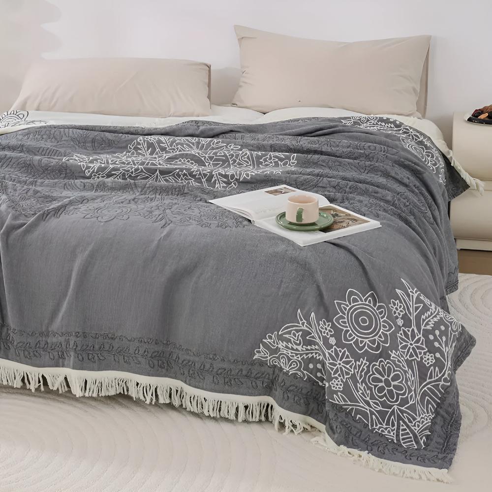 Cozy Scandi Chic Cotton Throw Blanket for Home Decor & Comfort