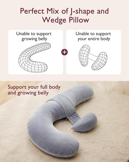Adjustable Pregnancy Pillow with Wedge Cushion for Maternity Comfort and Support