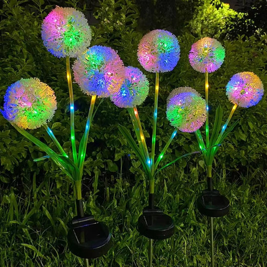 Lampes solaires de jardin à LED colorées – Décoration étanche pour allée de pissenlits