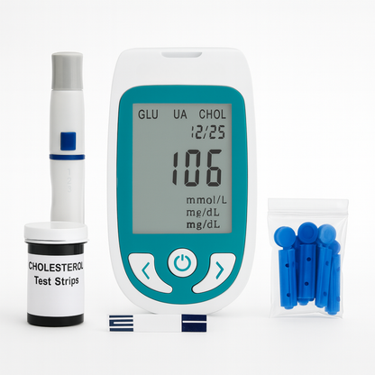Blood Glucose Monitor & 3-in-1 Cholesterol Uric Acid Test Kit
