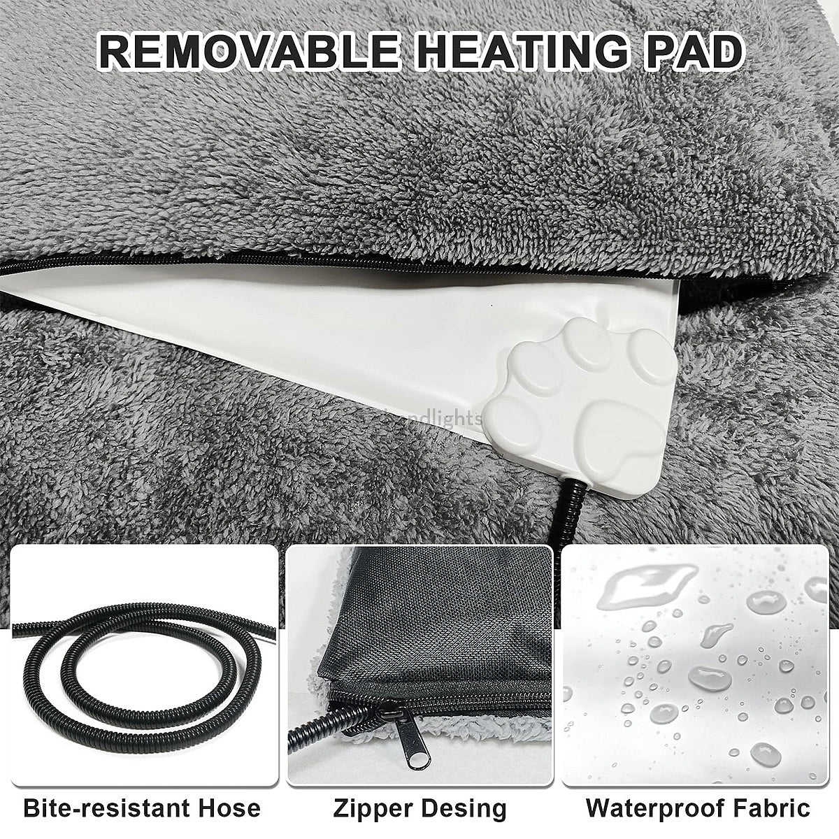 Adjustable Heated Dog Bed with Washable Cover - Warm Pet Bed