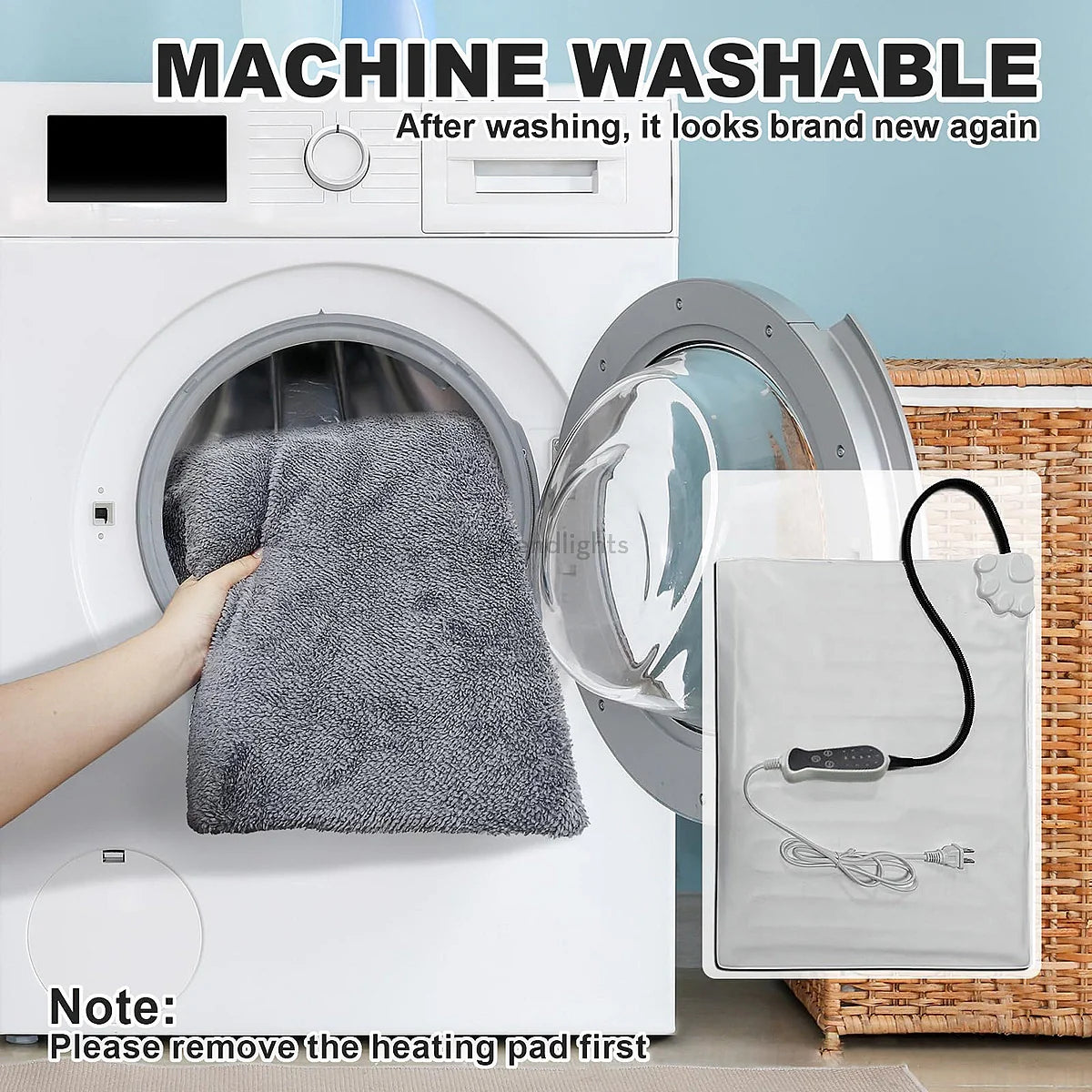 Adjustable Heated Dog Bed with Washable Cover - Warm Pet Bed