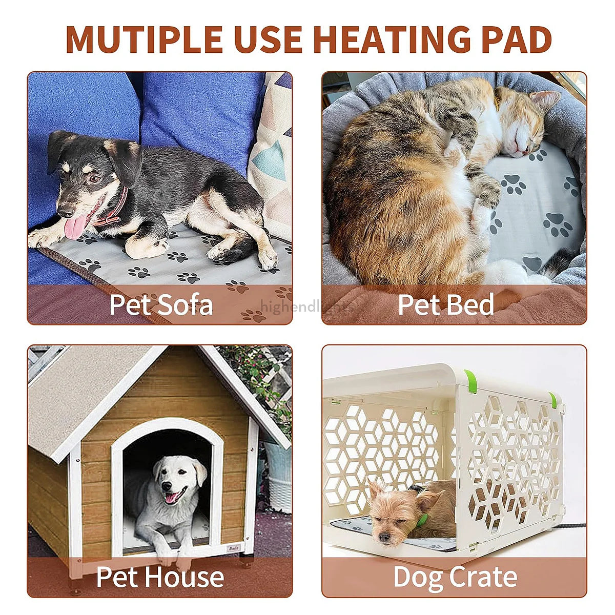 Adjustable Heated Dog Pad with Waterproof Cover for Comfort & Warmth