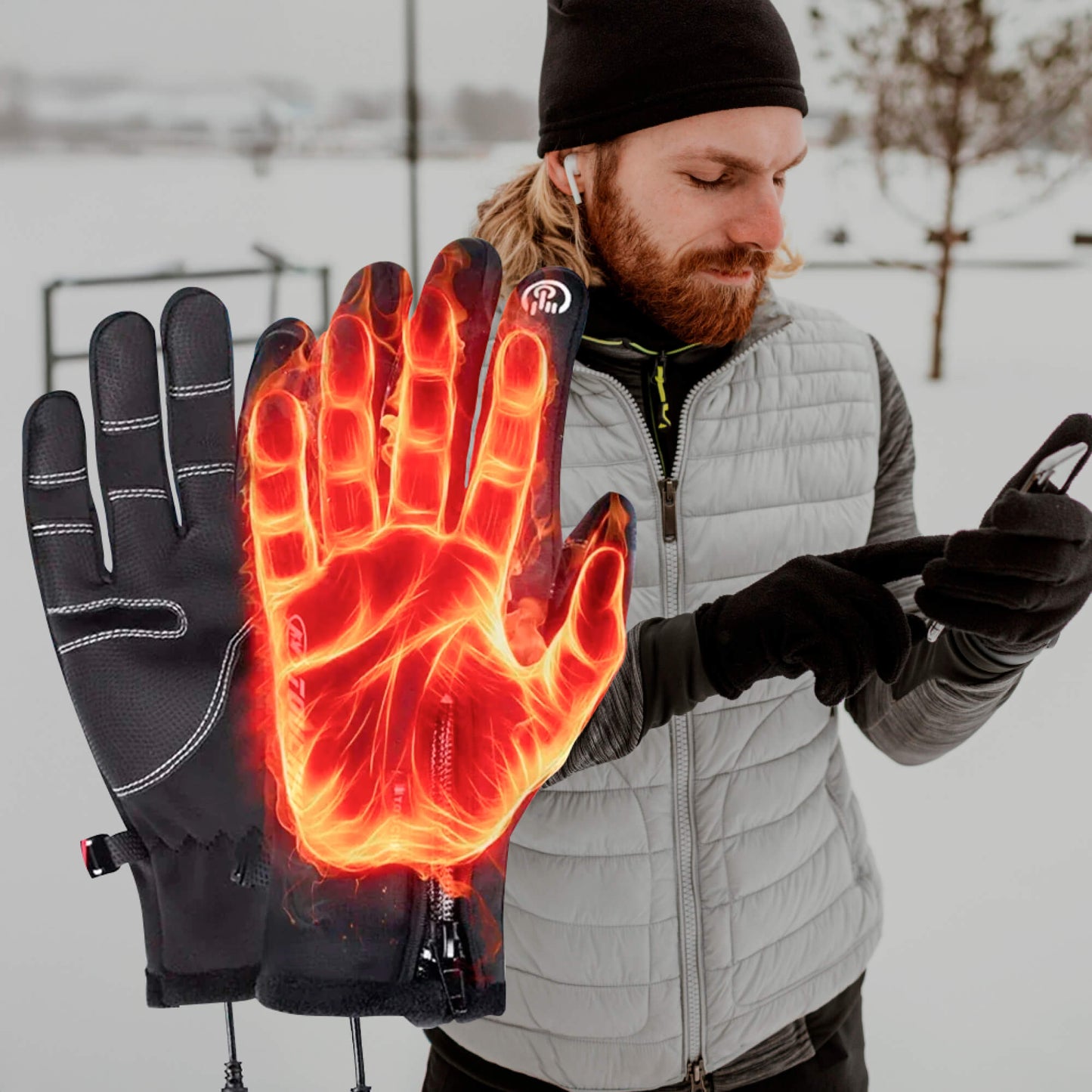 Gants chauffants et imperméables pour hommes – Gants thermiques d'hiver avec grip tactile pour activités extérieures par temps froid
