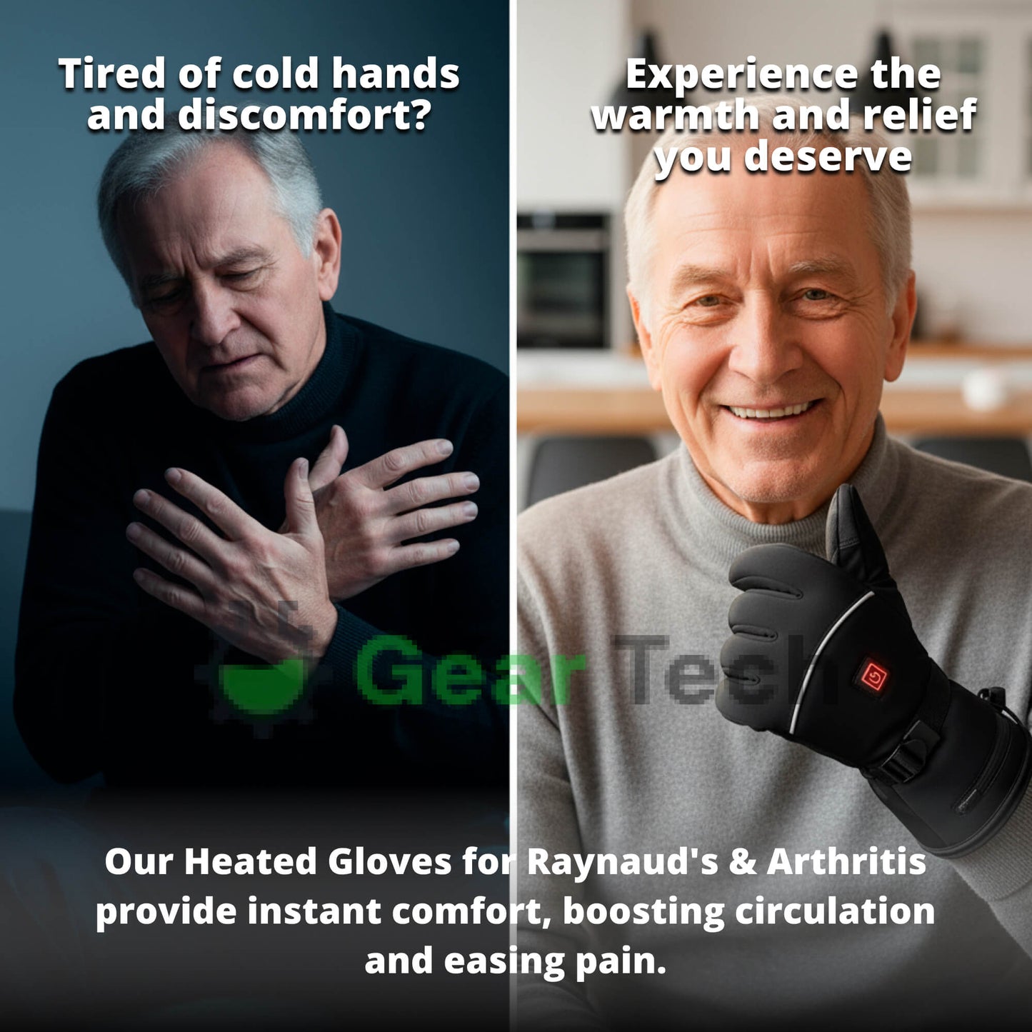 Gants chauffants pour le syndrome de Raynaud et l'arthrite – Gants thermiques rechargeables et imperméables avec 3 niveaux de chaleur pour soulager la douleur (Royaume-Uni)