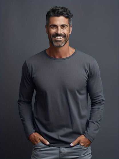 T-shirt Langarm - Herren Freizeit Einfach Rundhalsausschnitt Langarm