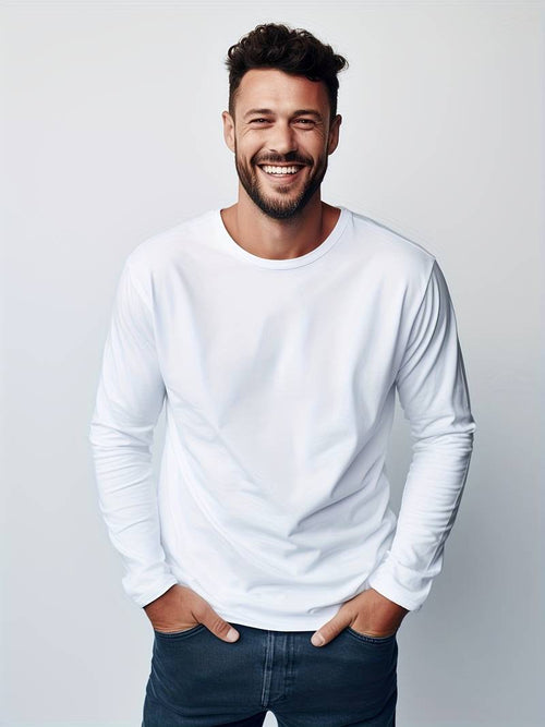 T-shirt Langarm - Herren Freizeit Einfach Rundhalsausschnitt Langarm