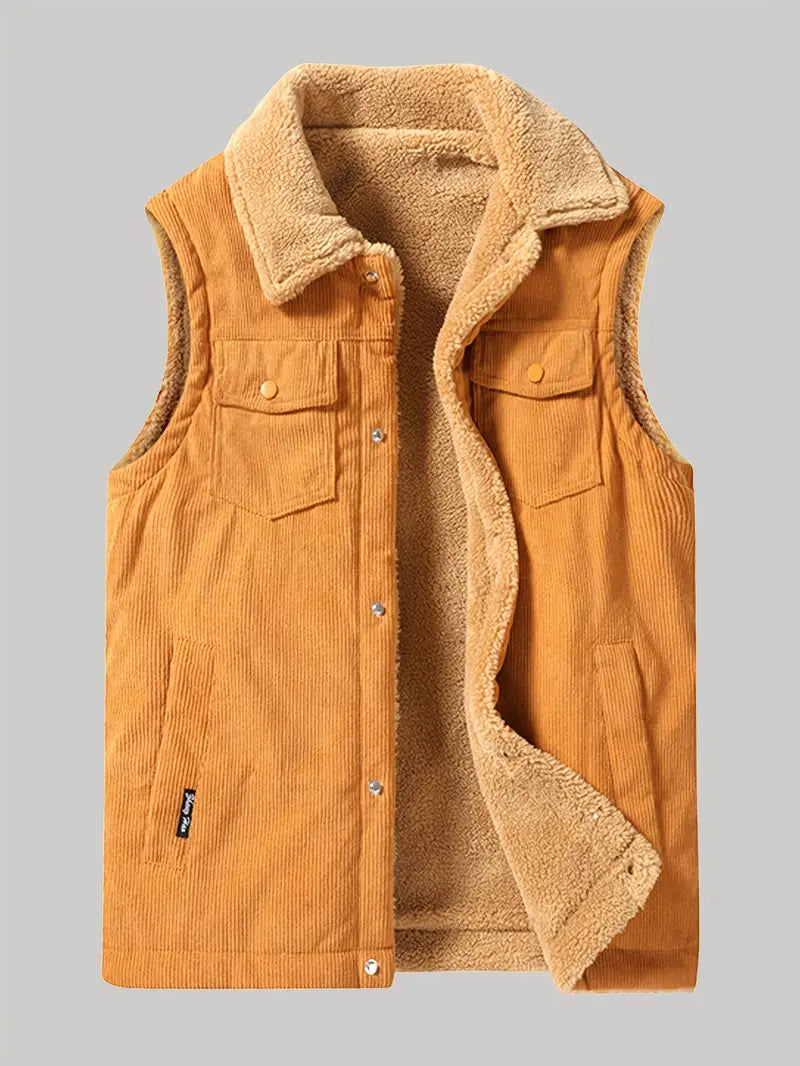 Corduroy Weste - Herren Freizeit Weste mit Sherpa Fleece-Futter für den Herbst