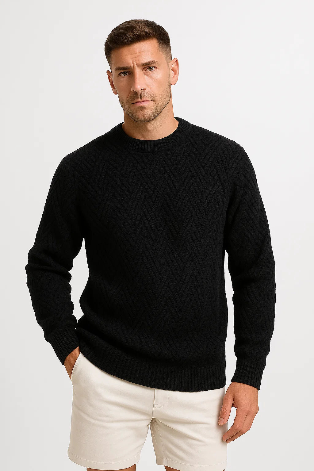 Pull Strick pour hommes | Lässiger Schnitt &amp; Rippdétails 