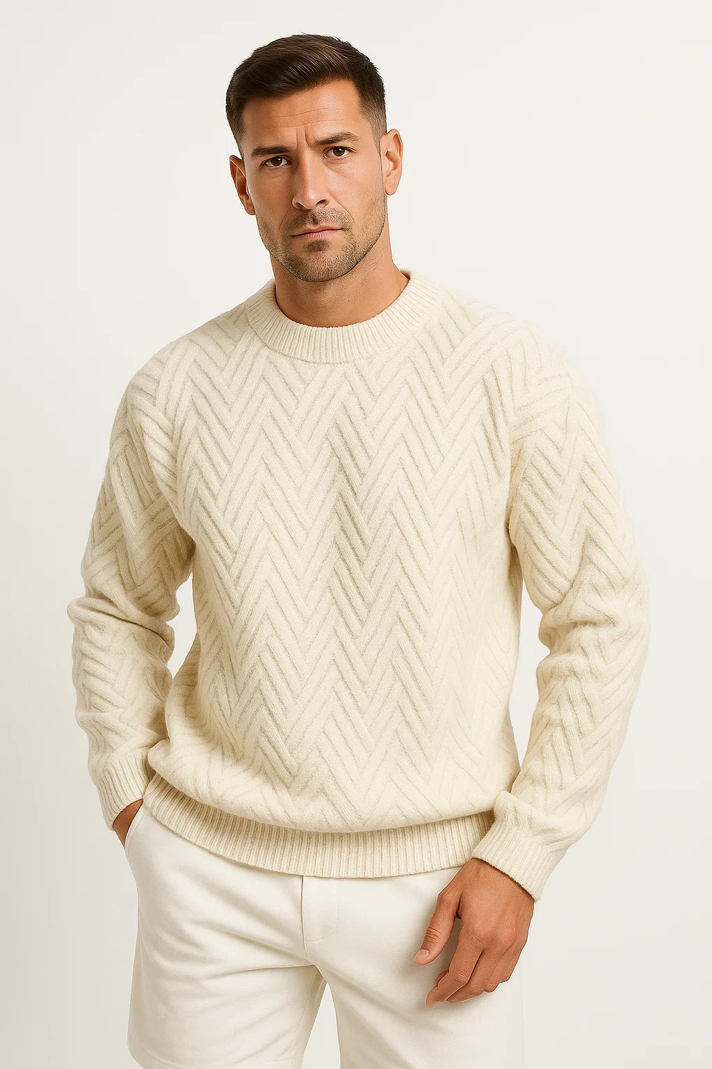 Pull Strick pour hommes | Lässiger Schnitt &amp; Rippdétails 