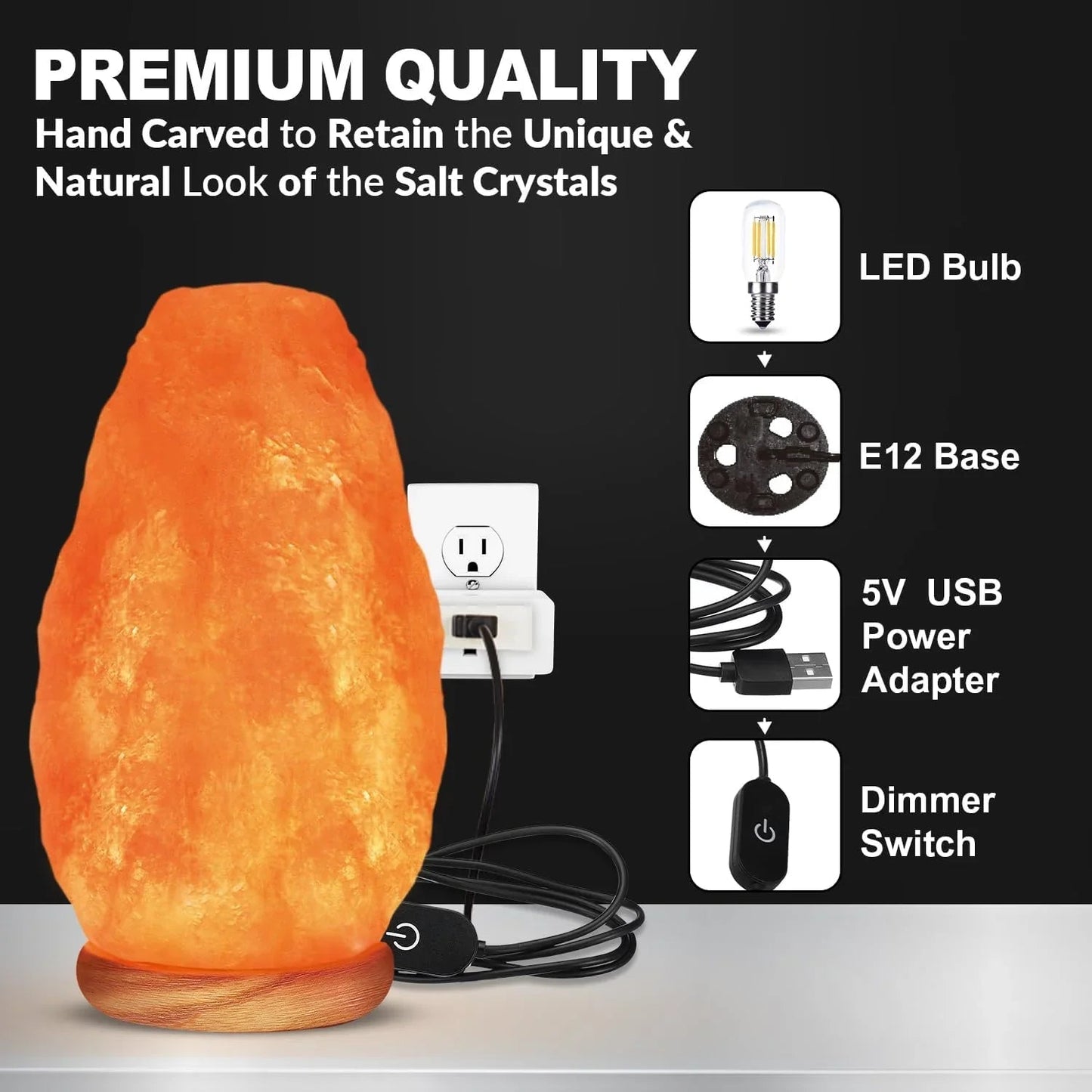 Lampe de Salaire Himalaya - USB-Betrieb - Kristall-Design