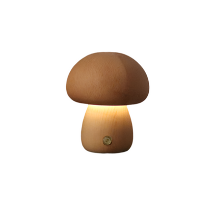 Lampe de table LED en bois en forme de champignon, rechargeable et tactile, pour la maison