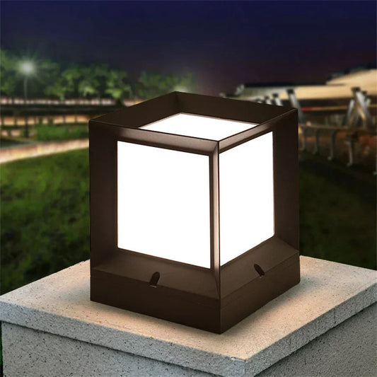 Lampadaire extérieur moderne noir | Lampe cubique élégante pour jardin