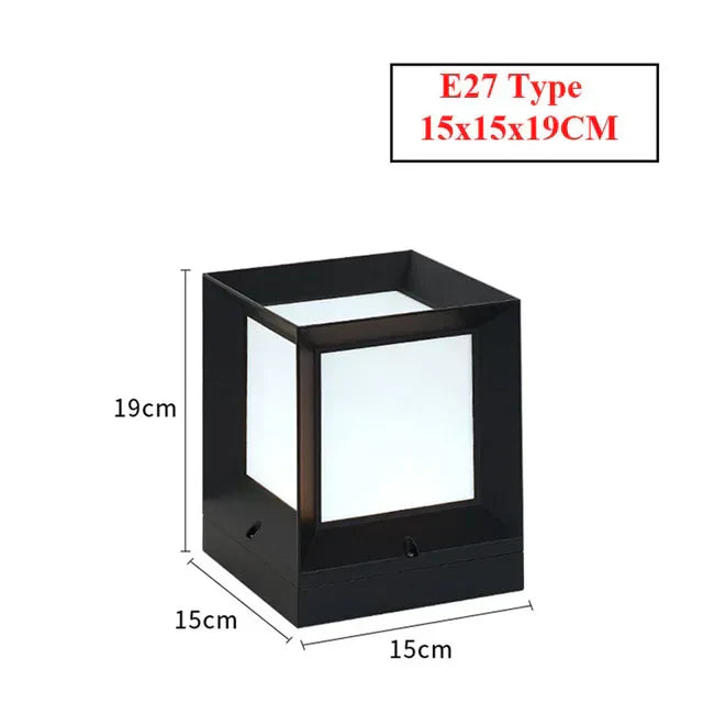 Lampadaire extérieur moderne noir | Lampe cubique élégante pour jardin