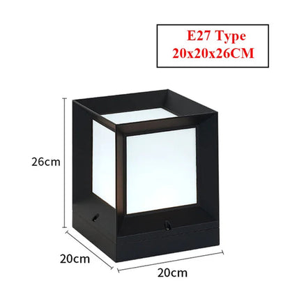 Lampadaire cubique noir moderne pour extérieur | Lampe pilier élégante pour jardin