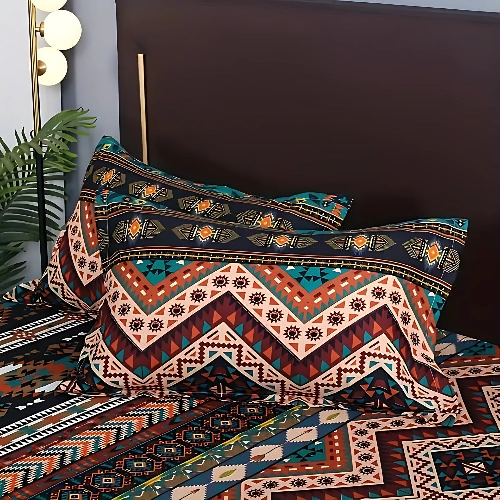 Boho Tribal Print Quilt Cover Set - Stylish Bedding for Home Decor