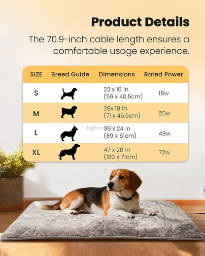 Tapis chauffant électrique pour chiens et chats - Confort douillet à l'intérieur