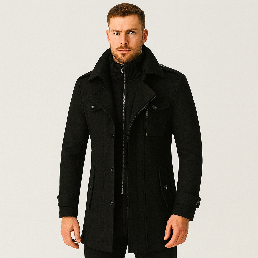Winterjacke - Kurz - Mit Reißverschluss - Wollmantel - Herren Wintermantel