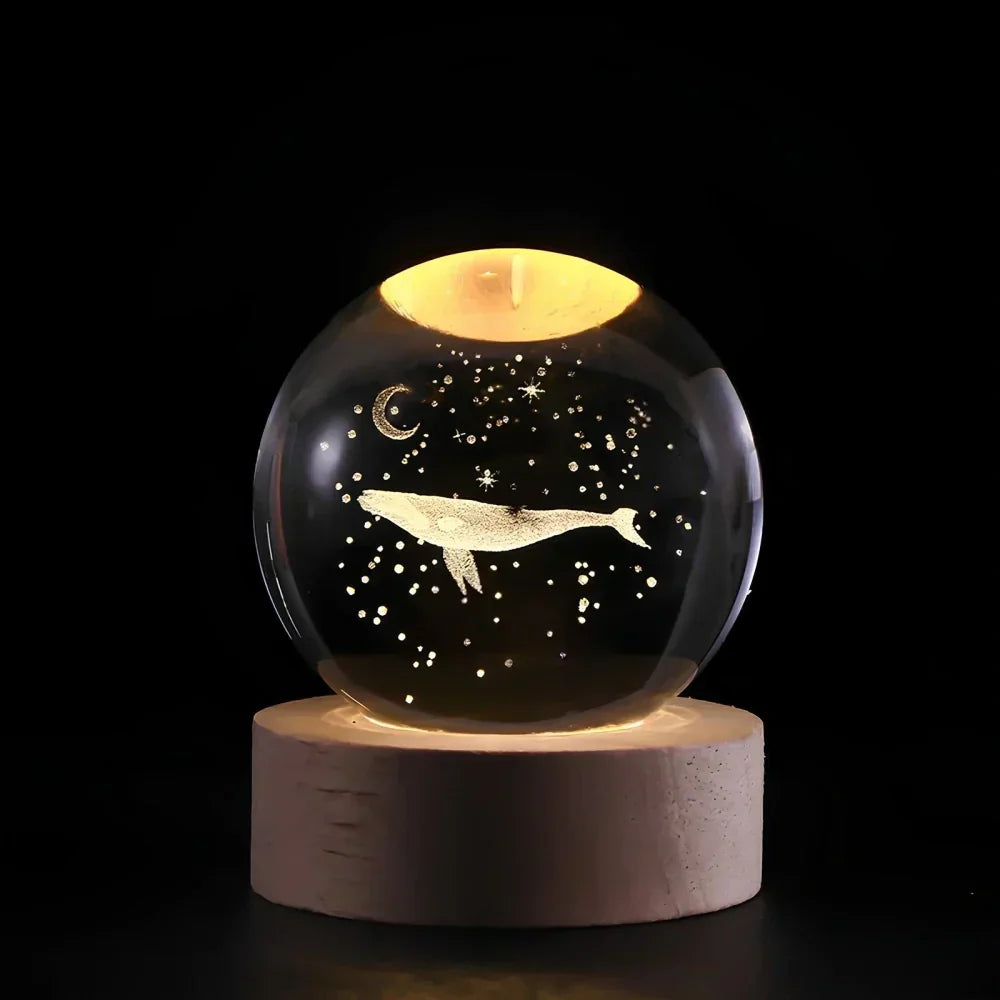 LED Nachtlicht - 3D Kristallkugel - USB betrieben