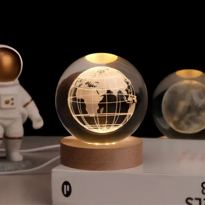 Lampe de nuit LED - Verre à cristal 3D - USB