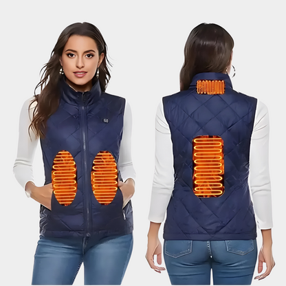 Gilet chauffant pour femme avec double commande et 9 zones de chauffage – Chaleur et confort en toutes saisons, idéal pour les activités de plein air