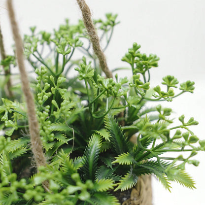 Plante artificielle suspendue réaliste dans un panier tressé - Décoration d'intérieur