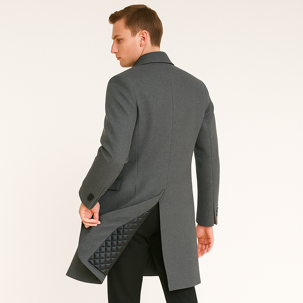 Trenchcoat - Herren Einreiher Mittellanger Wollmantel