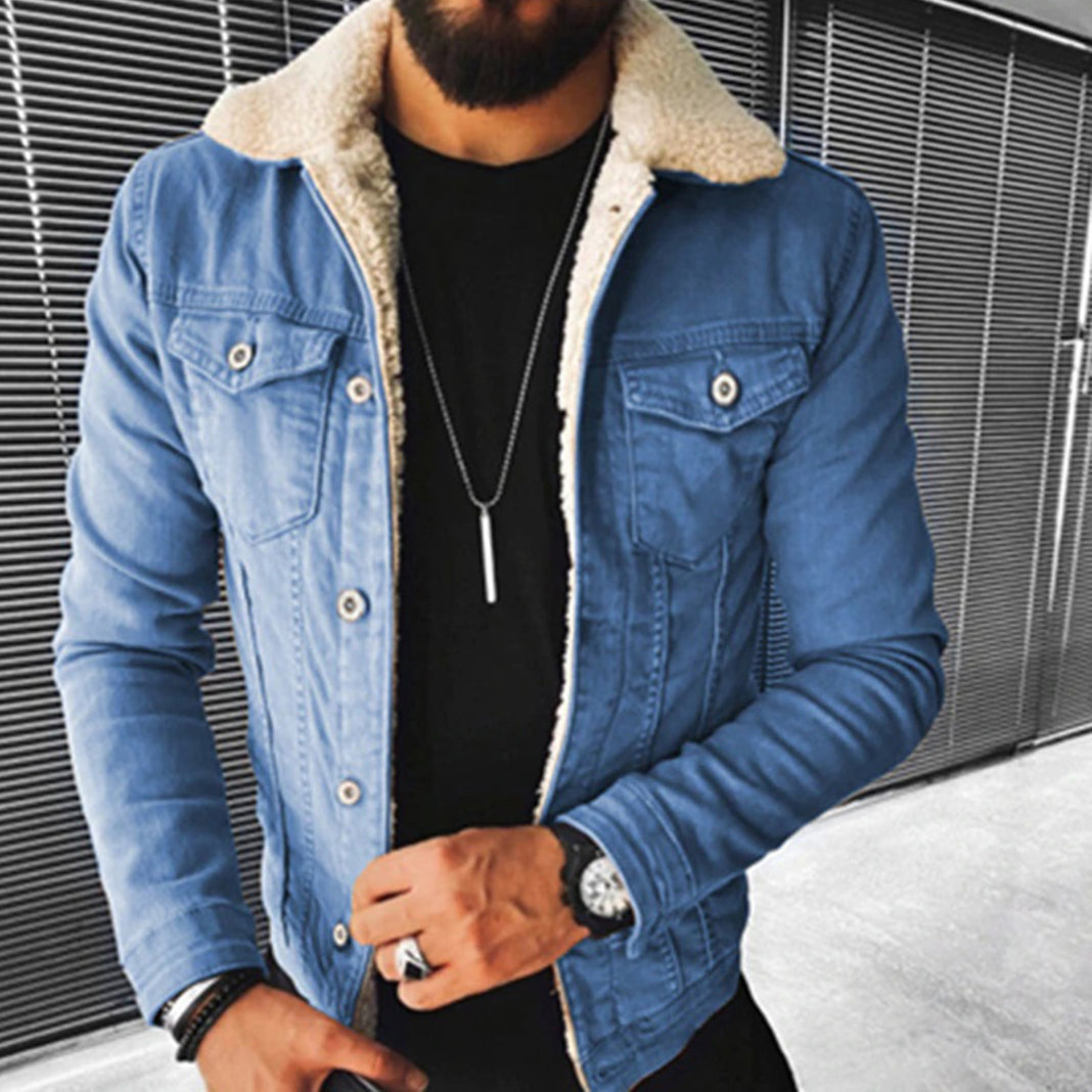 Winter Denim Jacke | Jeansjacke | Regulär Fit | Fleece Denim Jacke | Herrenjacke