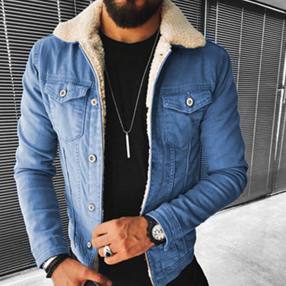 Winter Denim Jacke | Jeansjacke | Regulär Fit | Fleece Denim Jacke | Herrenjacke