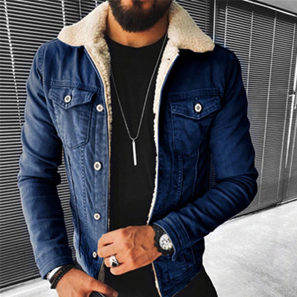 Winter Denim Jacke | Jeansjacke | Regulär Fit | Fleece Denim Jacke | Herrenjacke