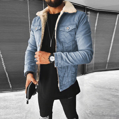 Winter Denim Jacke | Jeansjacke | Regulär Fit | Fleece Denim Jacke | Herrenjacke