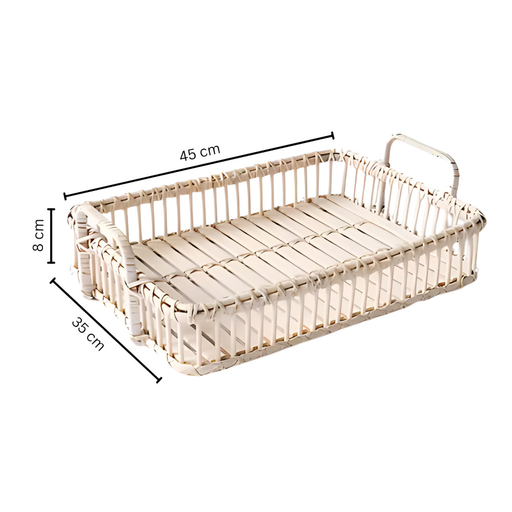 Plateau de service rustique en rotin - Plateau décoratif tressé pour la décoration intérieure