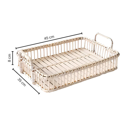 Plateau de service rustique en rotin - Plateau décoratif tressé pour la décoration intérieure