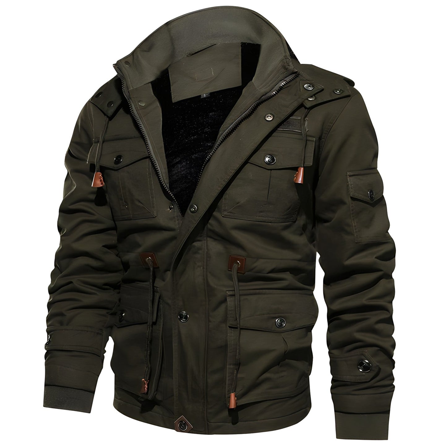 Cargo-Jacke | Mit Kapuze | Taschen | Fleecegefütterte Jacke | Herren Winterjacke