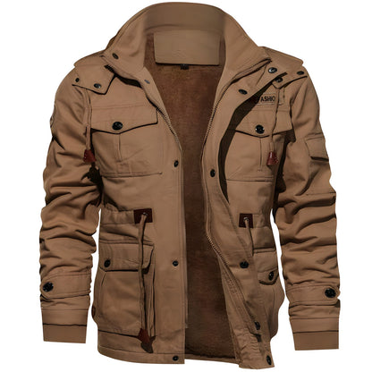Cargo-Jacke | Mit Kapuze | Taschen | Fleece-Futter | Herren Winterjacke